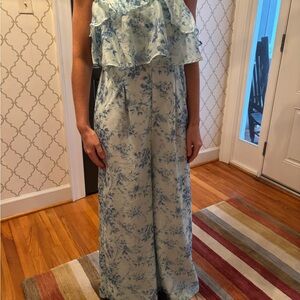 American Eagle Outfitters Light Blue Floral Jumpsuit